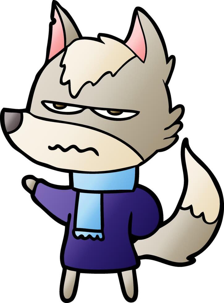 cartoon annoyed wolf vector