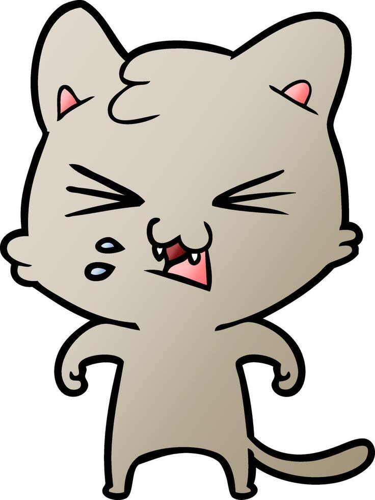 cartoon cat hissing vector