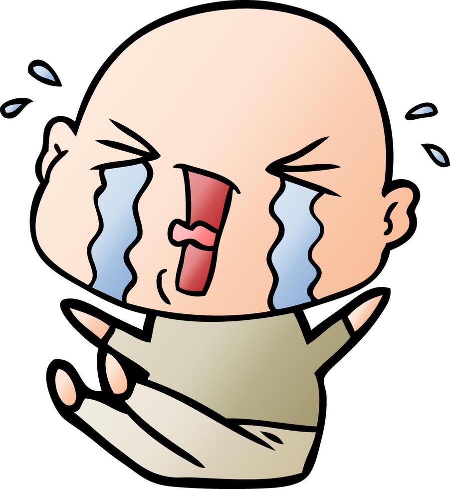 cartoon crying bald man vector