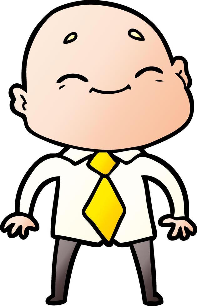 happy cartoon bald man vector