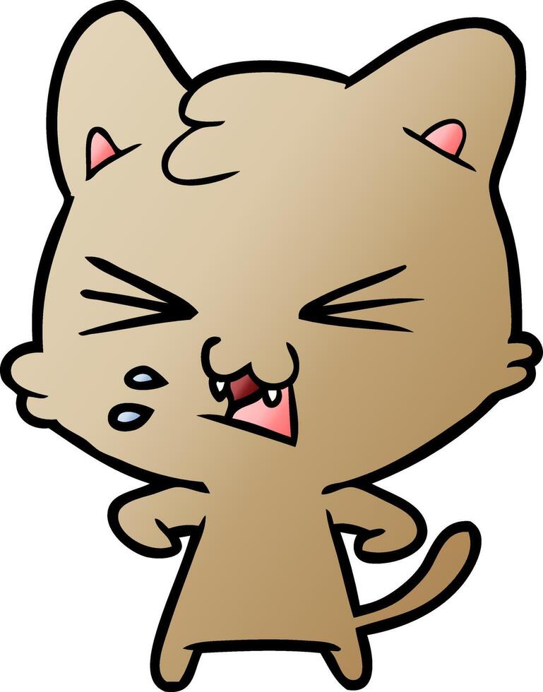 cartoon cat hissing vector