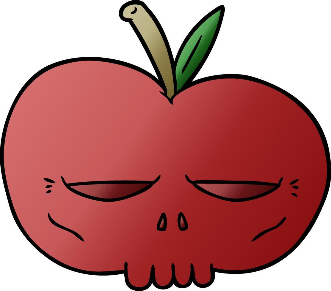 dibujos animados espeluznante calavera manzana vector