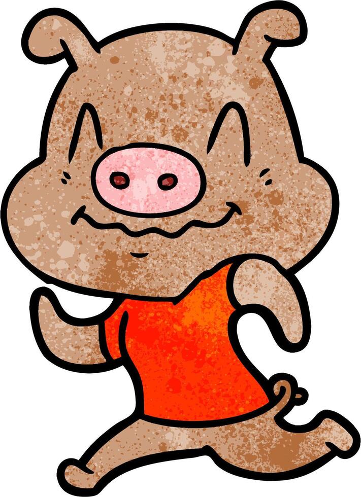 nervous cartoon pig vector
