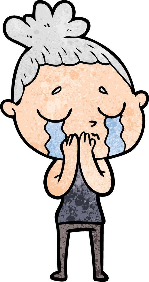 cartoon crying woman vector