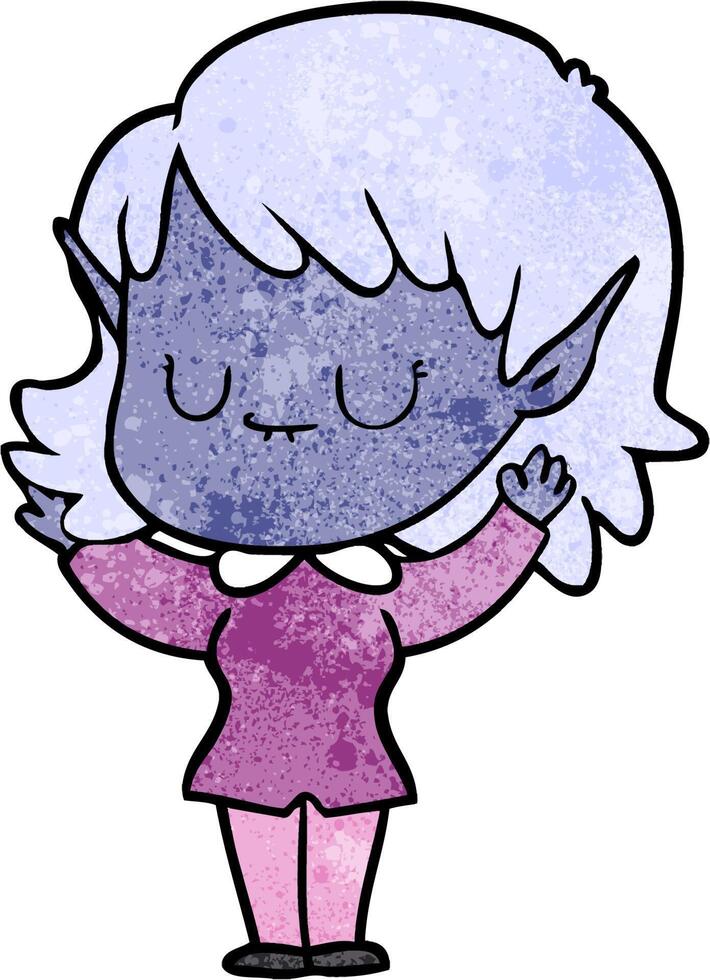 happy cartoon elf girl vector