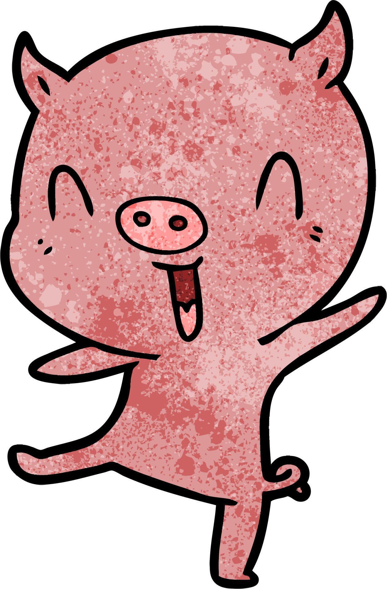cartoon pig dancing 12547746 Vector Art at Vecteezy