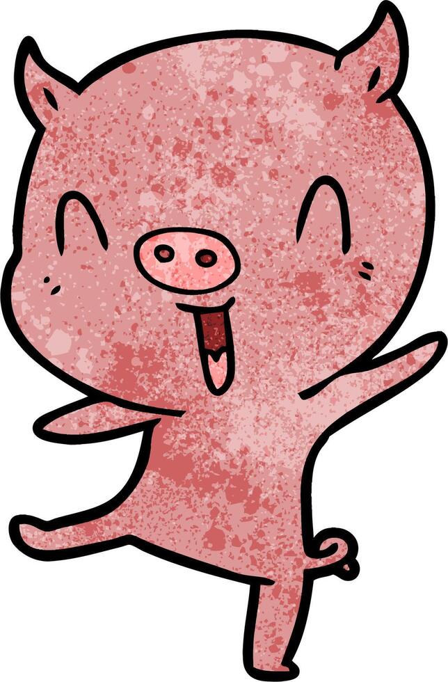 cartoon pig dancing vector