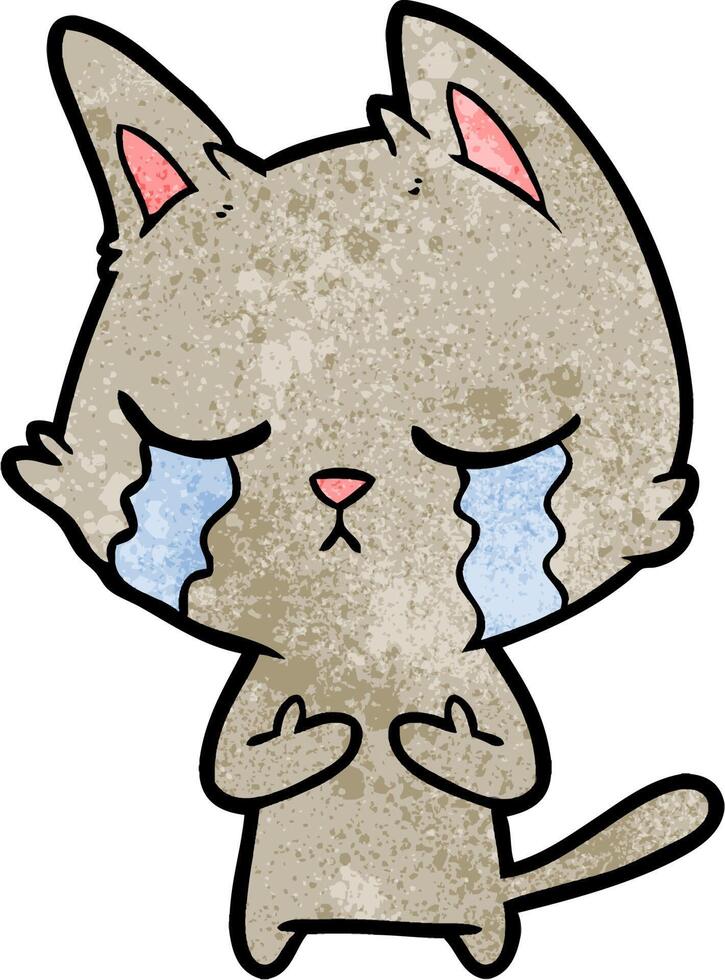 crying cartoon cat vector