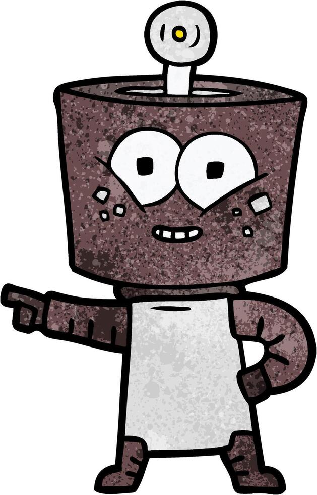 happy cartoon robot pointing vector