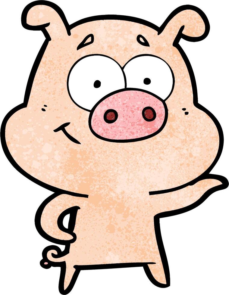 cartoon pig pointing vector