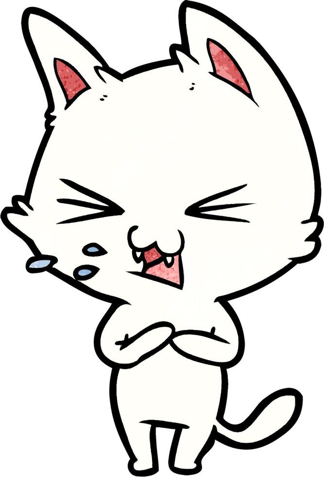 cartoon cat hissing vector
