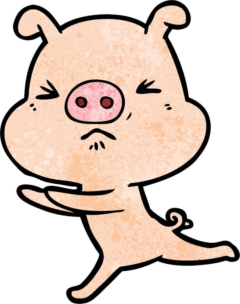 cartoon annoyed pig running 12547855 Vector Art at Vecteezy