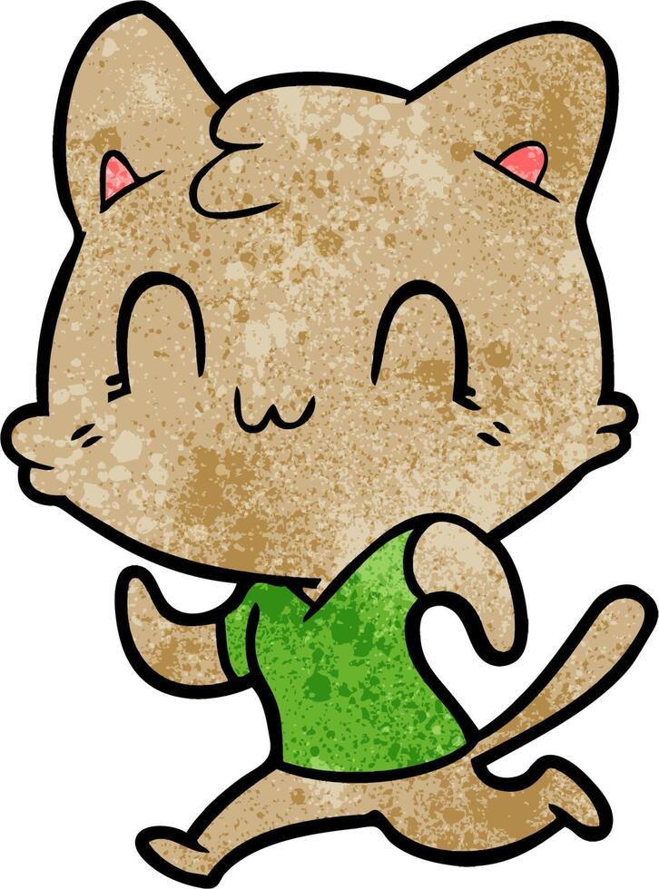 cartoon happy cat running vector