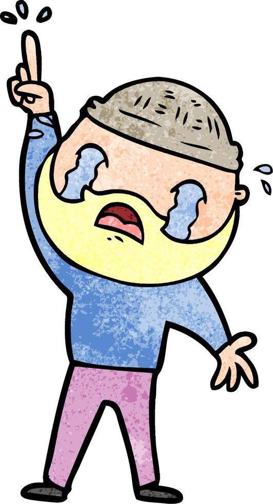 cartoon bearded man crying vector