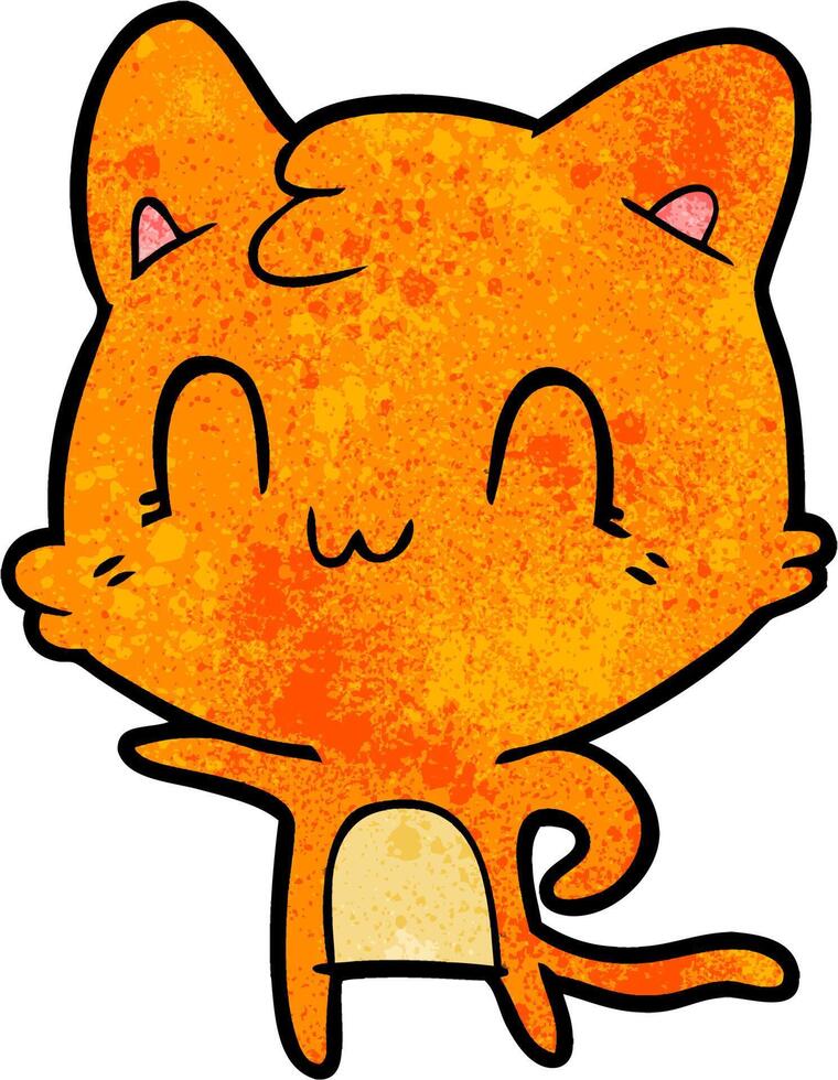 gato feliz de dibujos animados señalando vector