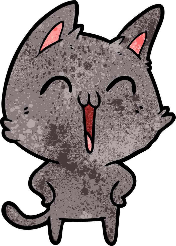 happy cartoon cat meowing vector