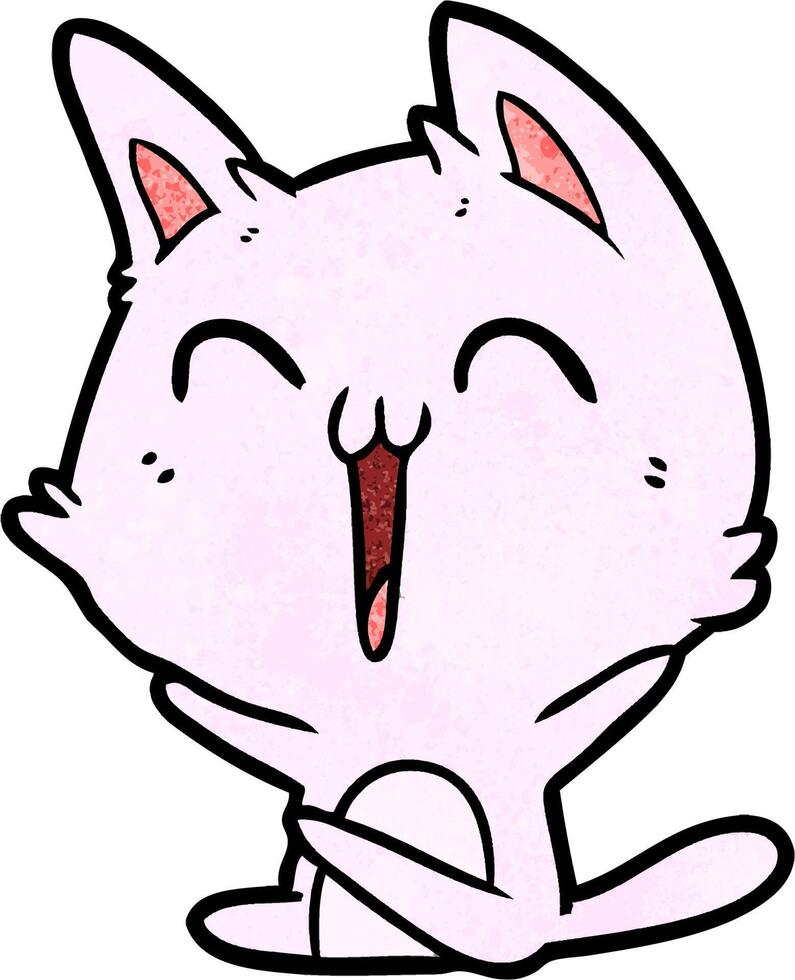 happy cartoon cat meowing vector