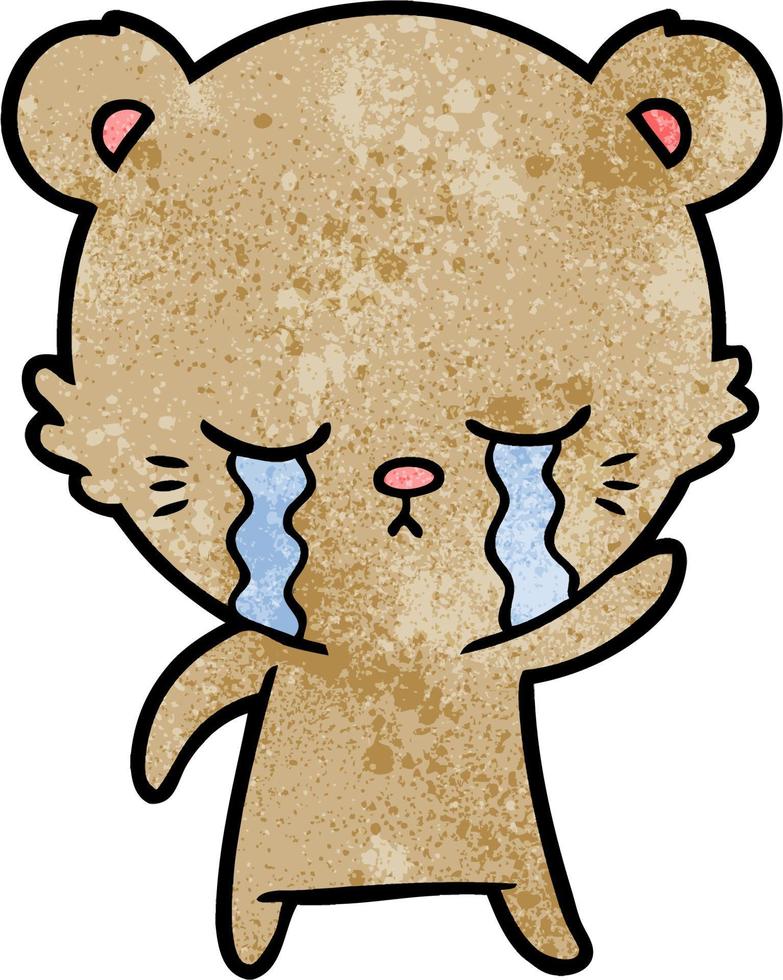 crying cartoon bear vector