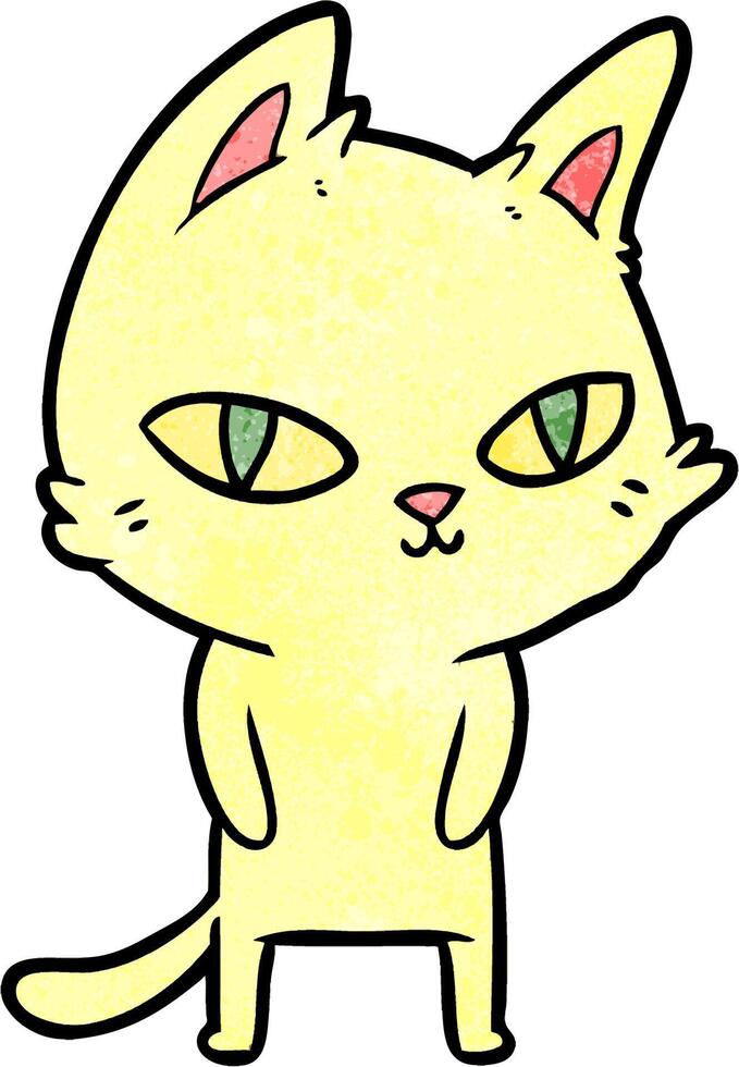 cartoon cat with bright eyes vector