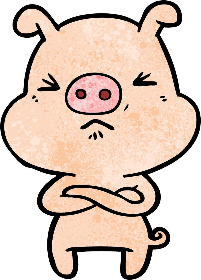 cartoon angry pig vector