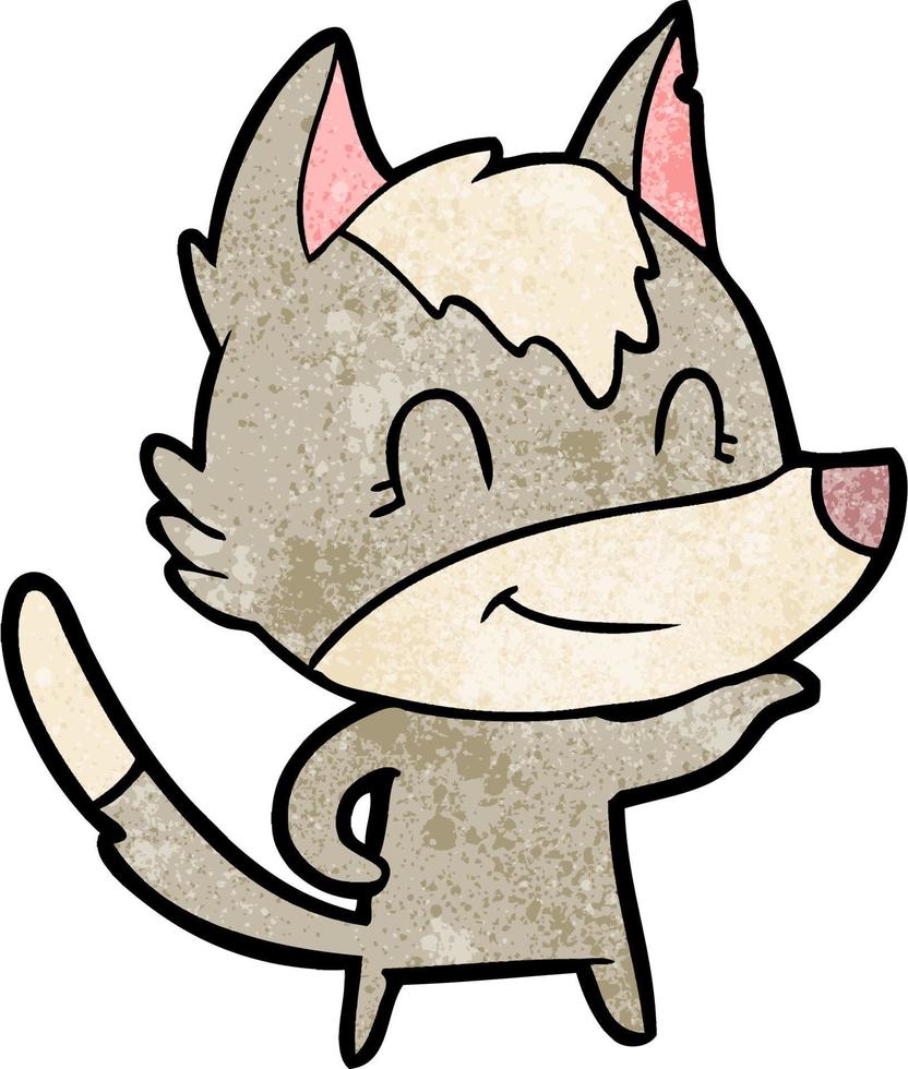 friendly cartoon wolf vector