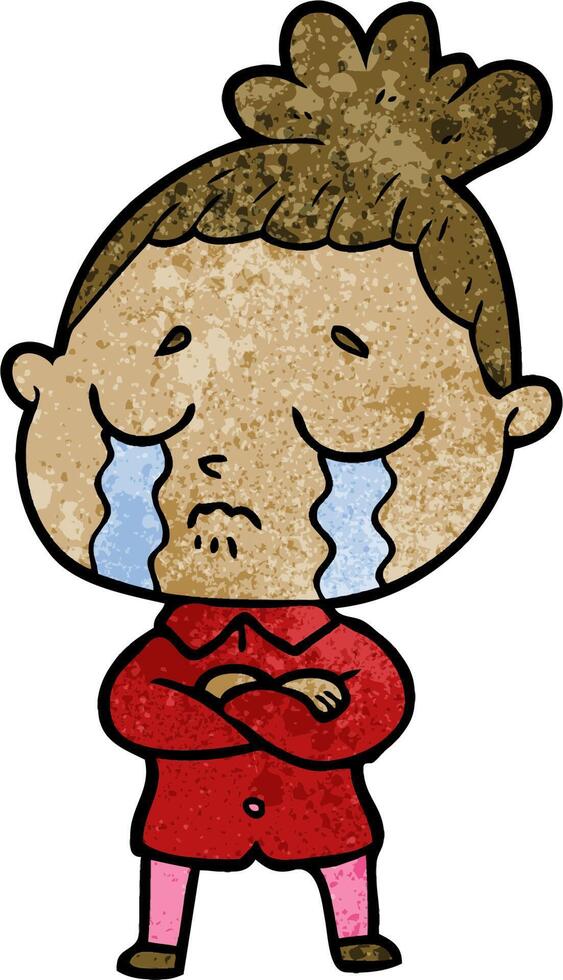 cartoon crying woman vector