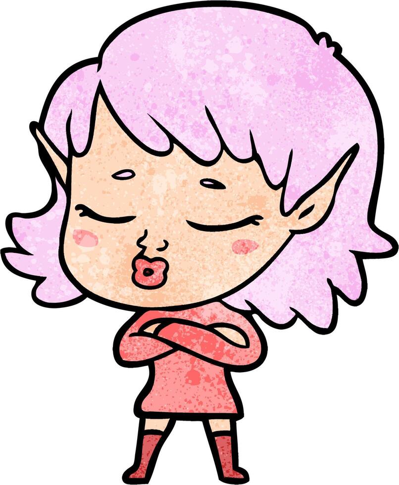 pretty cartoon elf girl vector
