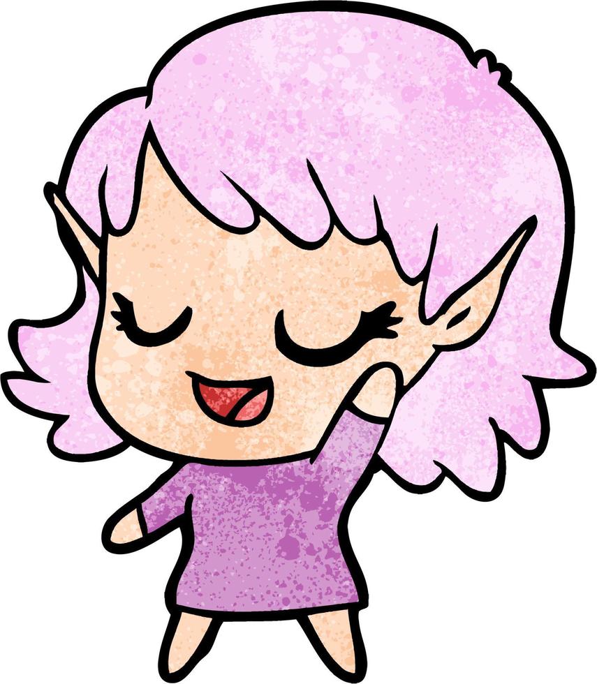 niña elfa feliz de dibujos animados vector