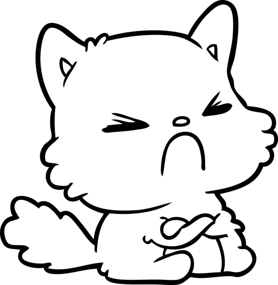 cute cartoon angry cat vector