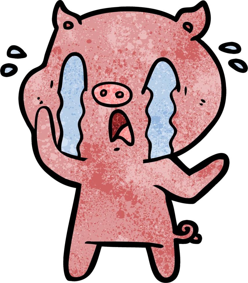 crying pig cartoon vector