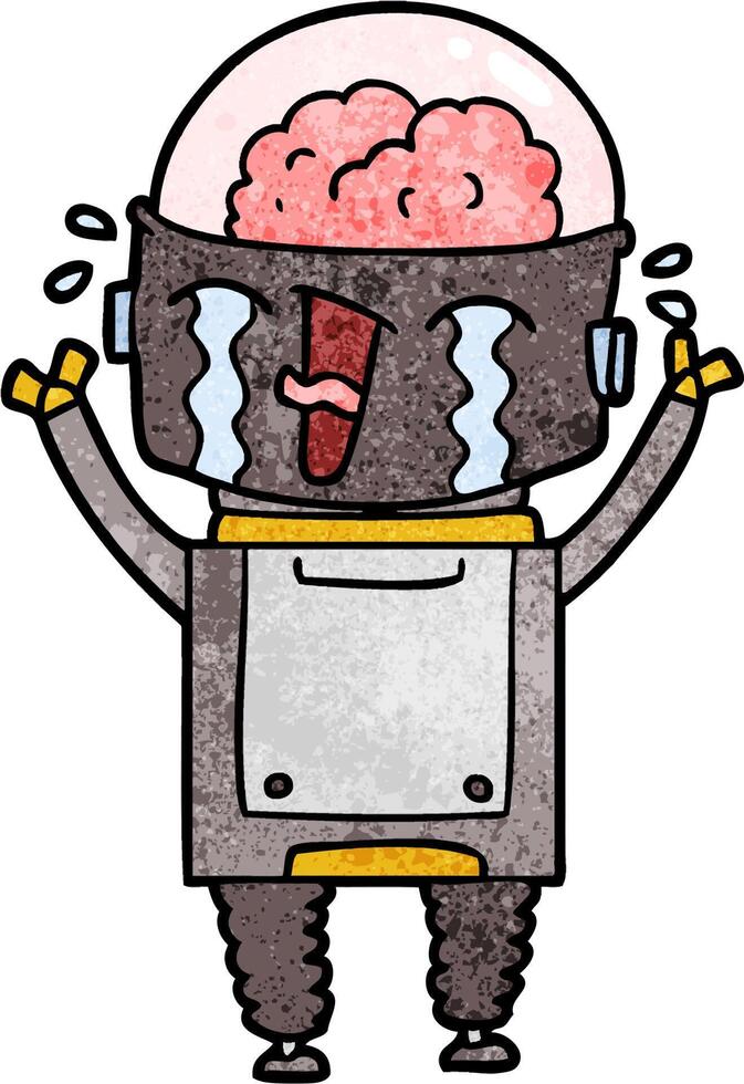 cartoon crying robot vector
