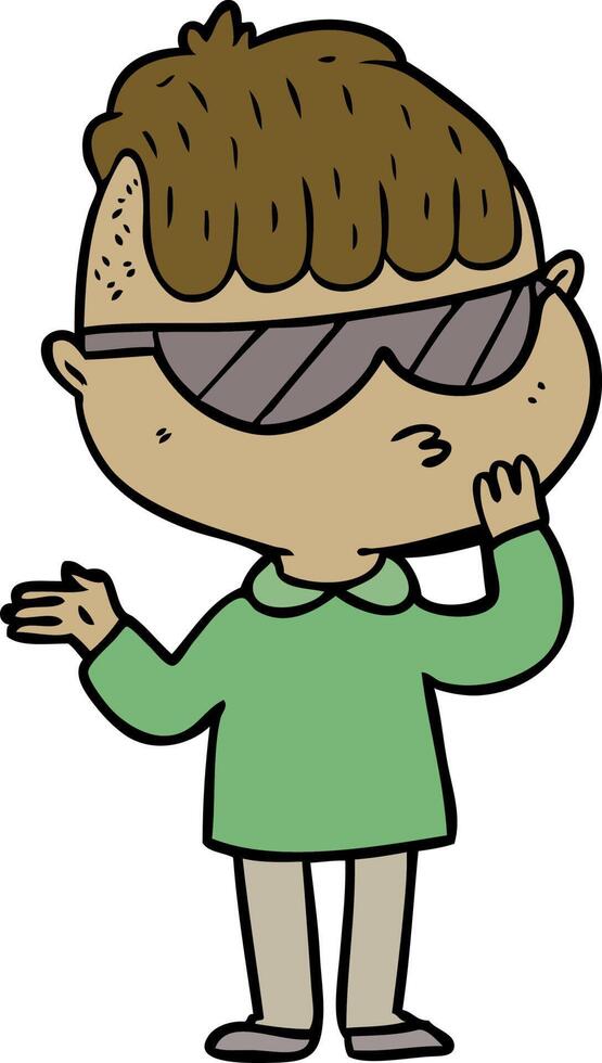 cartoon boy wearing sunglasses vector