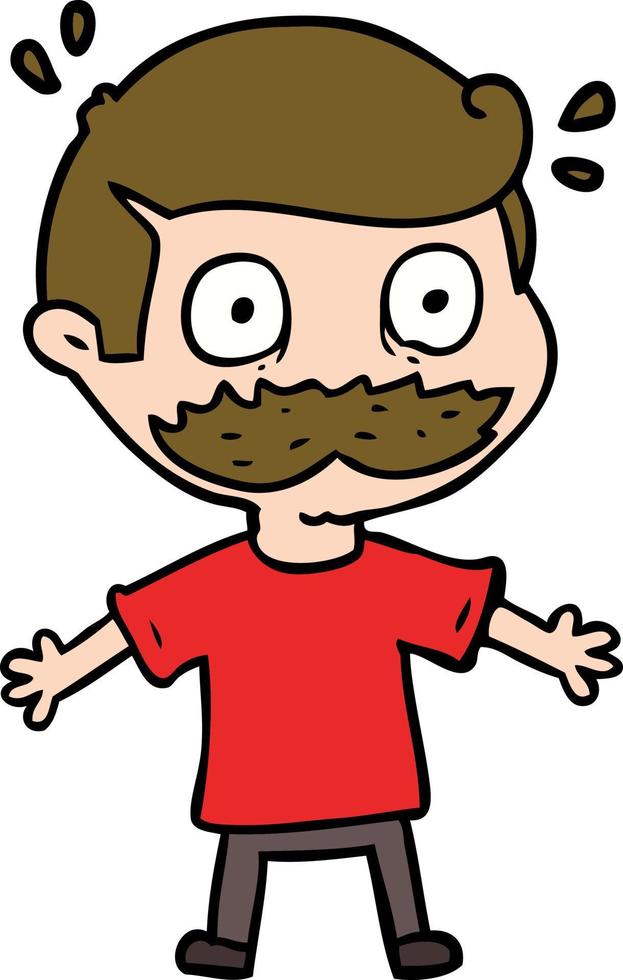 cartoon man with mustache shocked vector