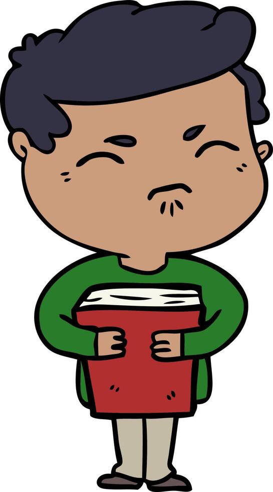 cartoon annoyed man with book vector