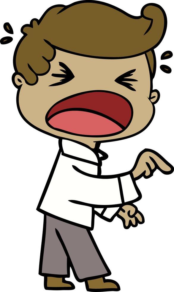 cartoon shouting man pointing finger vector