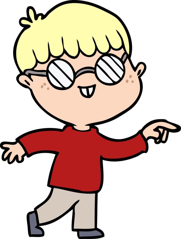 cartoon boy wearing spectacles vector