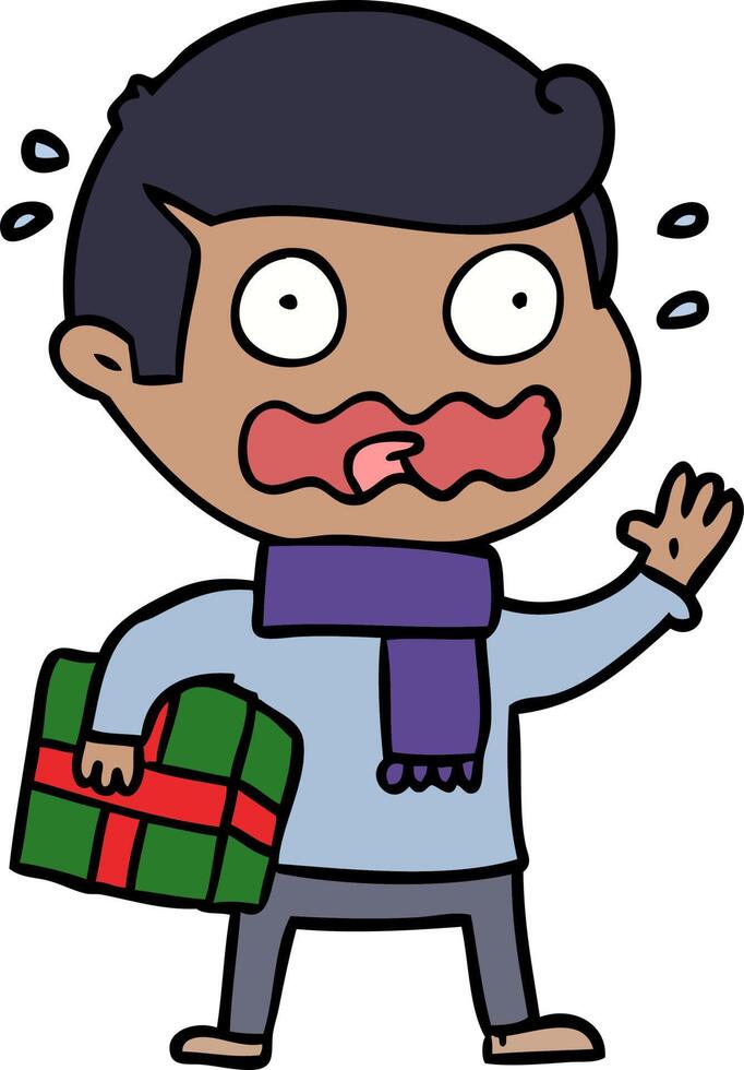 cartoon man totally stressed out vector