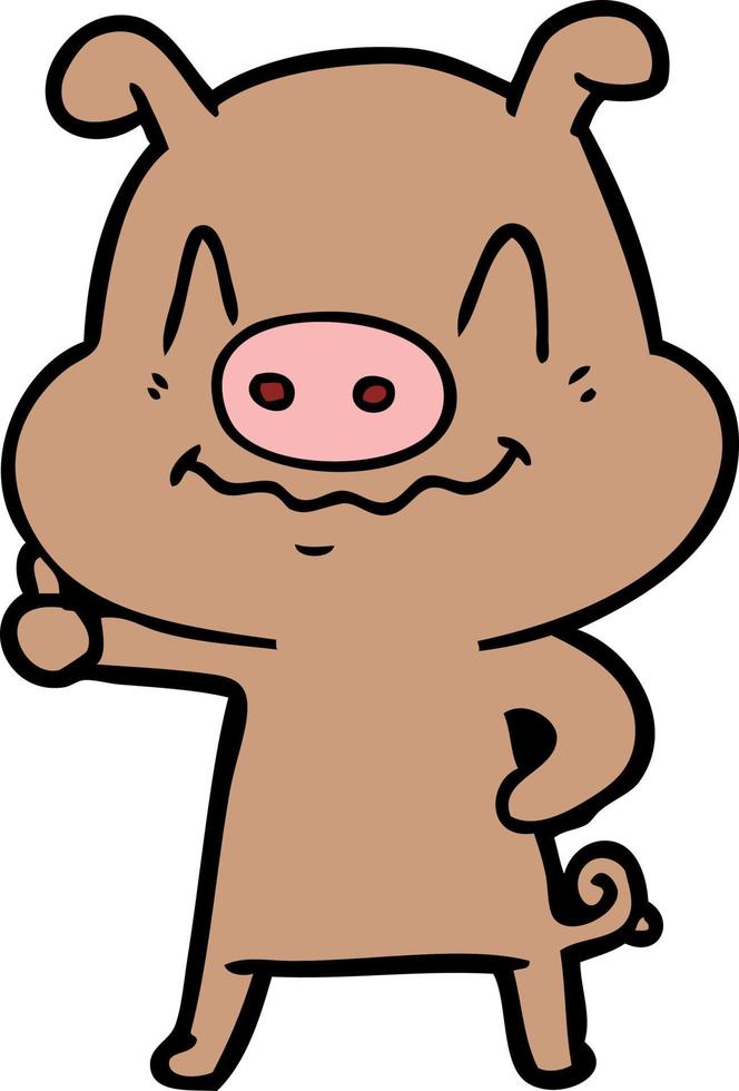 nervous cartoon pig vector