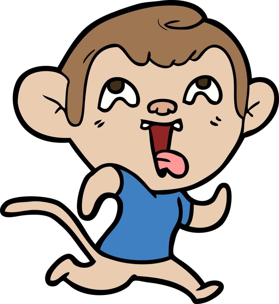 crazy cartoon monkey jogging vector