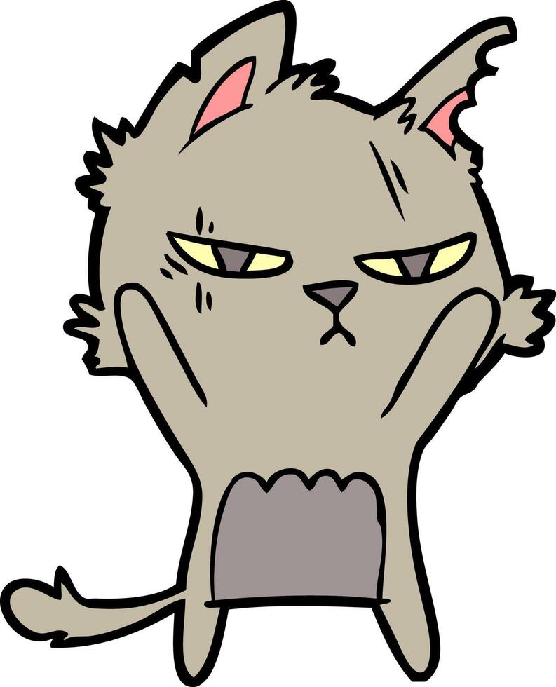 tough cartoon cat vector