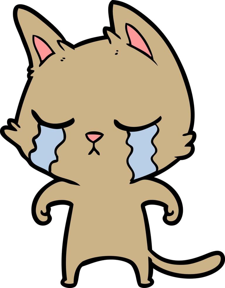 crying cartoon cat vector