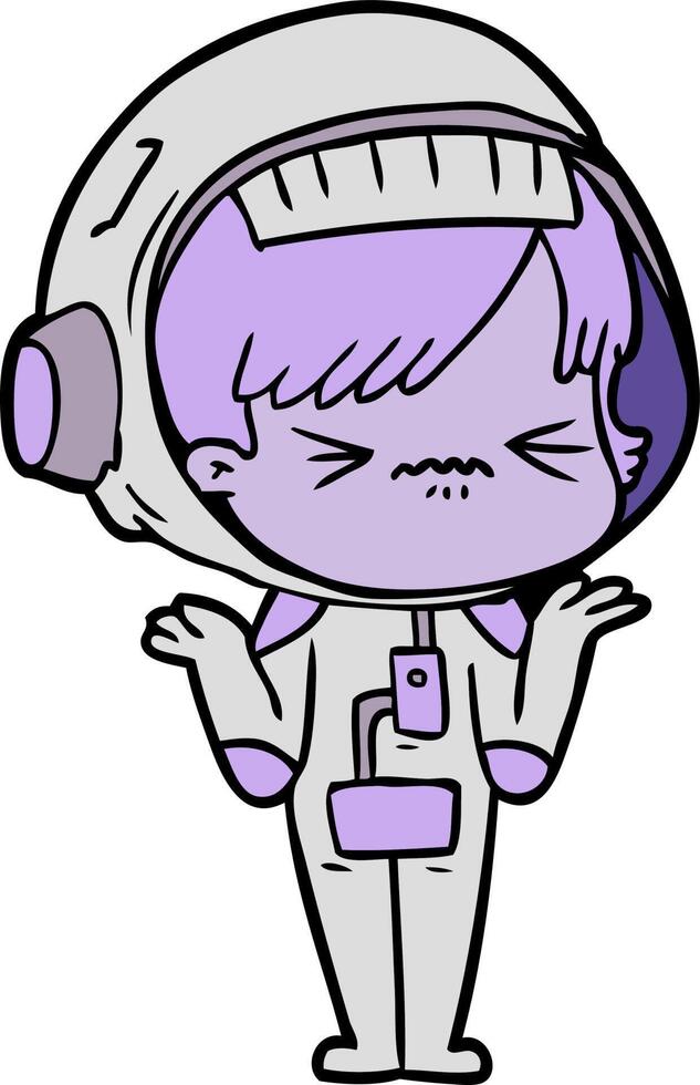 confused cartoon space girl vector