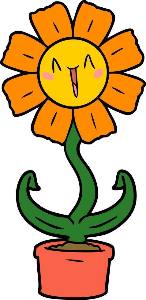 happy cartoon flower vector