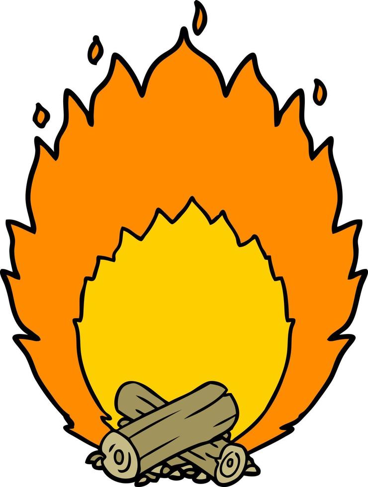 fuego de campamento ardiente de dibujos animados vector