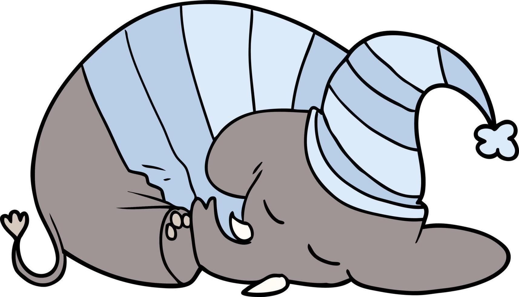 cartoon sleeping elephant in pajamas vector