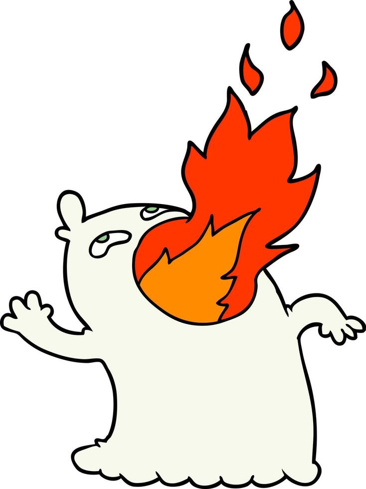 cartoon fire breathing ghost vector