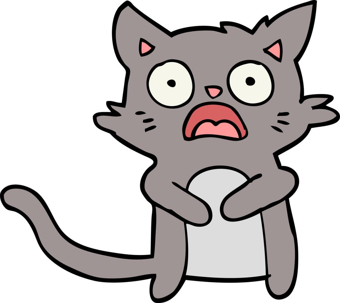 cartoon horrified cat vector