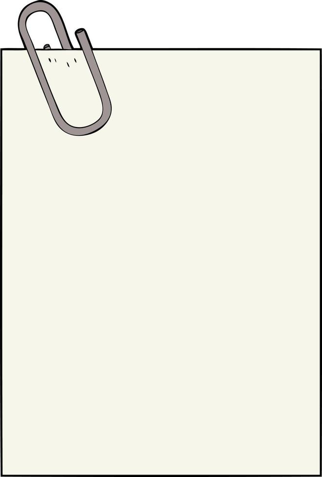 cartoon paper with paperclip vector