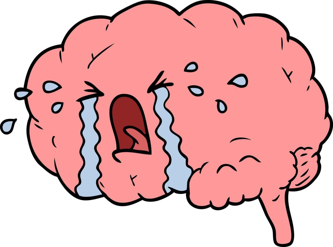 cartoon brain crying vector