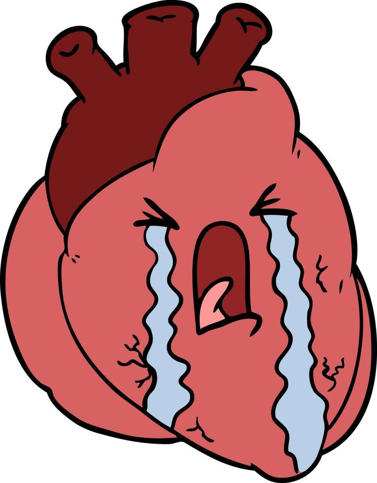 cartoon heart crying vector